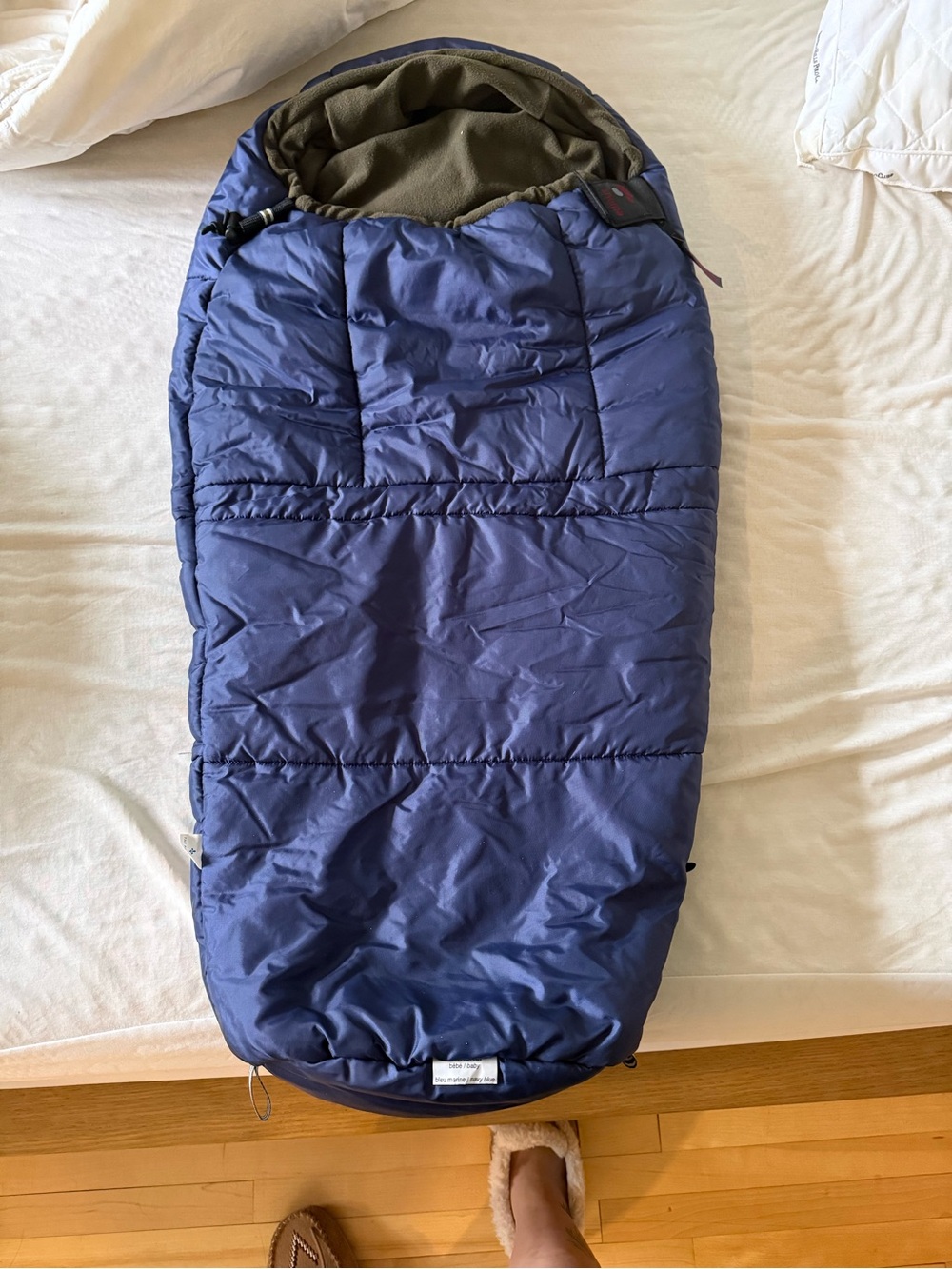 Kids Padded Navy Footmuff with Fleece Lining